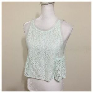 BCBG Generation Lace Peplum Top Mint Whisper
